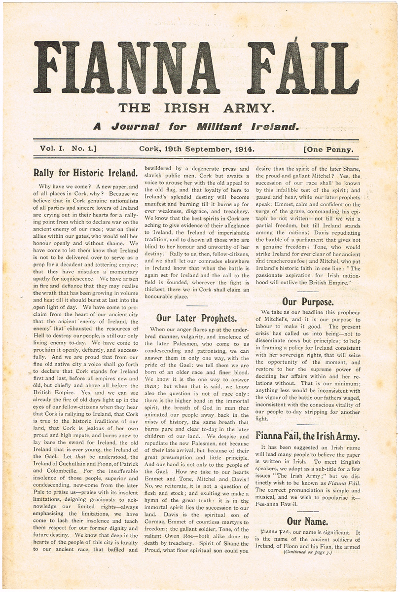 1914 Fianna Fail. The Irish Army. A Journal for Militant Ireland. Terence McSwiney's newspaper. at Whyte's Auctions