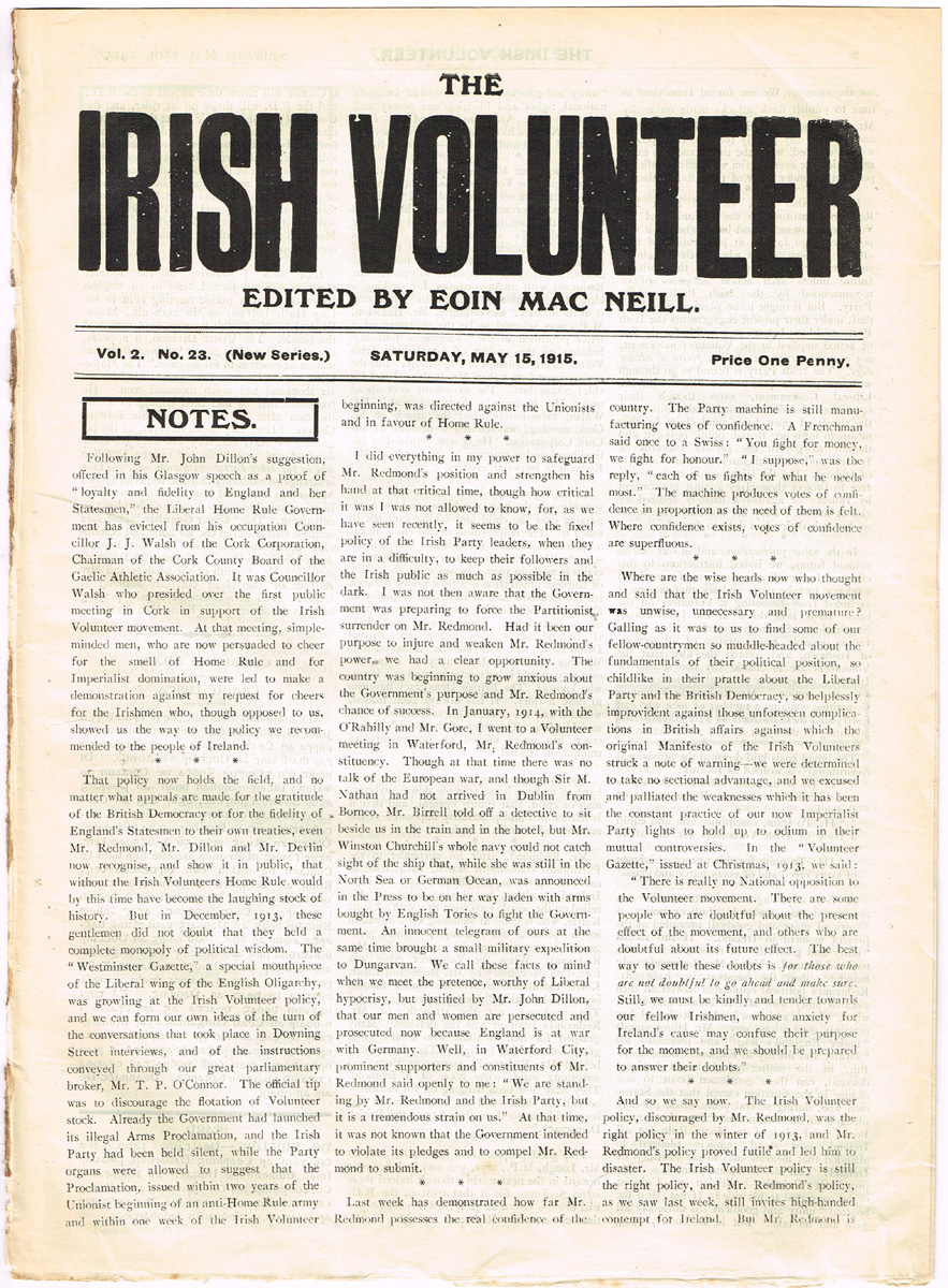 1915 The Irish Volunteer, edited by Eoin MacNeill at Whyte's Auctions