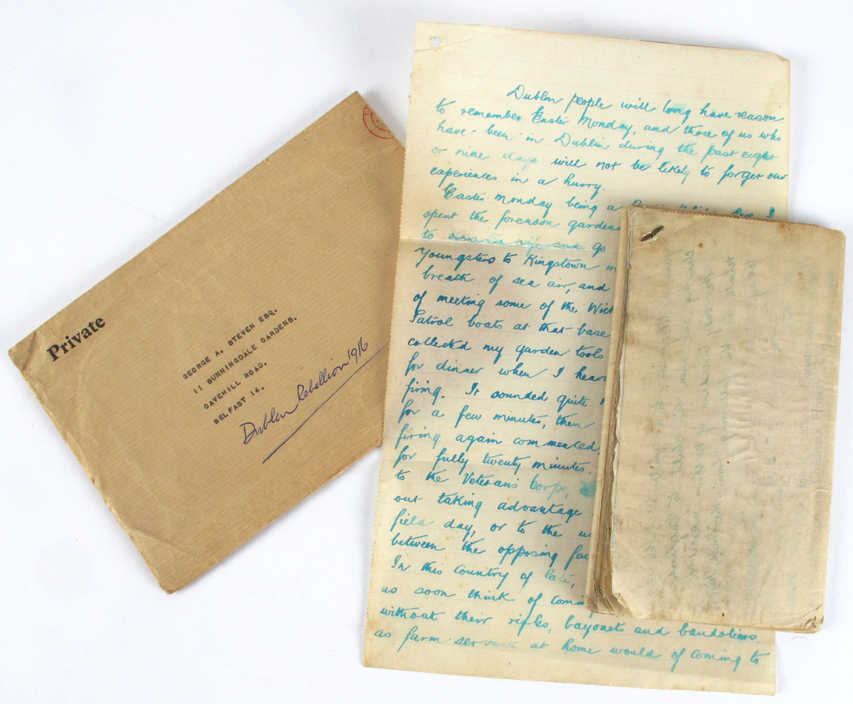 1916 (April 24 - May 6) Easter Rising eye witness account at Whyte's Auctions