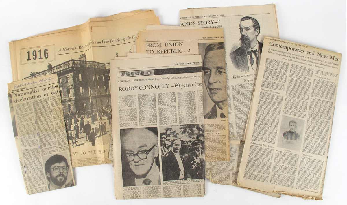 1916-1970s interesting range of newspapers and clippings.<R> at Whyte's Auctions