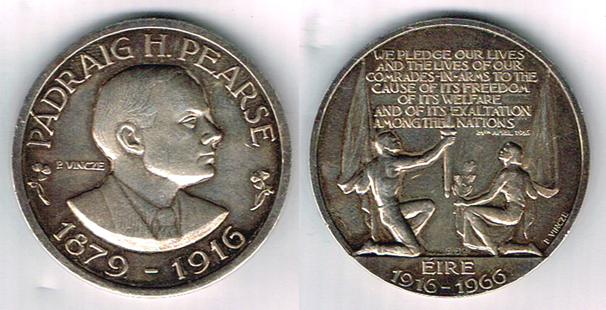 1966 Silver Padraig Pearse commemorative medal and coin. at Whyte's Auctions