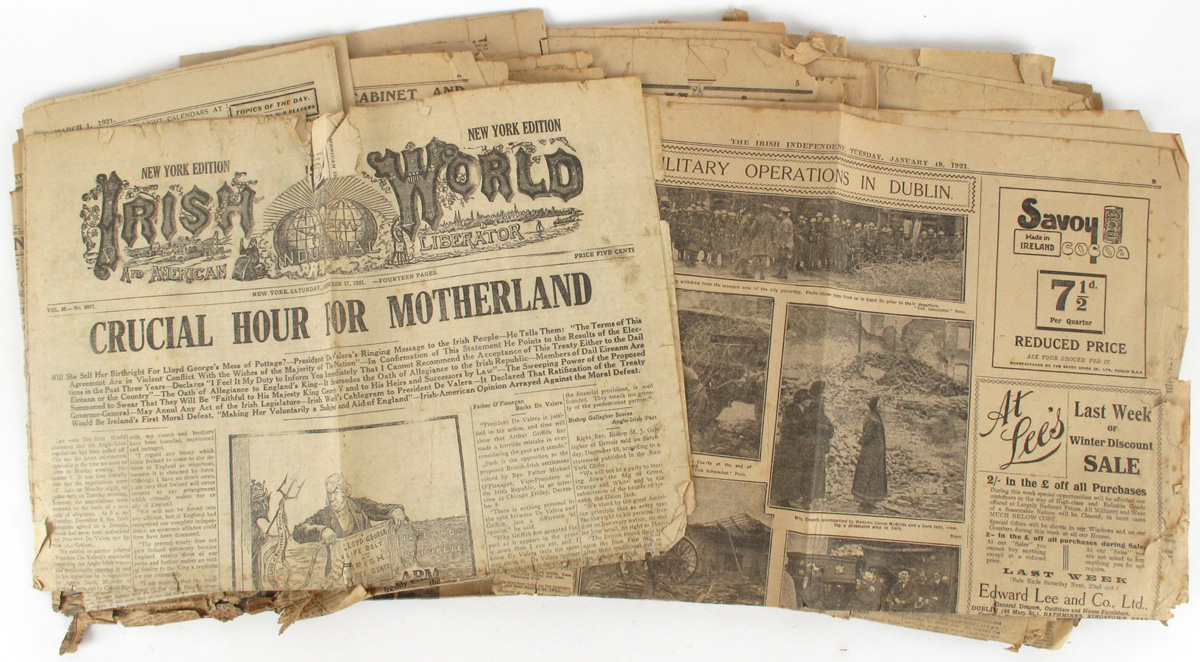 Dublin Newspapers. A Collection of 16 Dublin Newspapers January - December 1921. at Whyte's Auctions