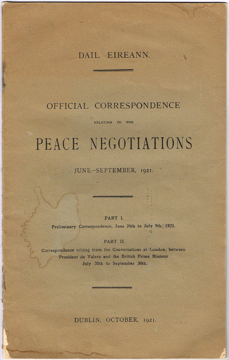 1921 (June 24 to September 30) Official Correspondence relating to the Peace Negotiations at Whyte's Auctions