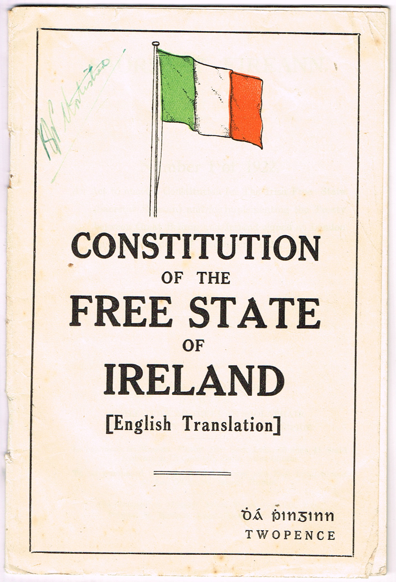 1922. Constitution of The Free State of Ireland and 1923 French translation of the Constitution, and others related. (5) at Whyte's Auctions
