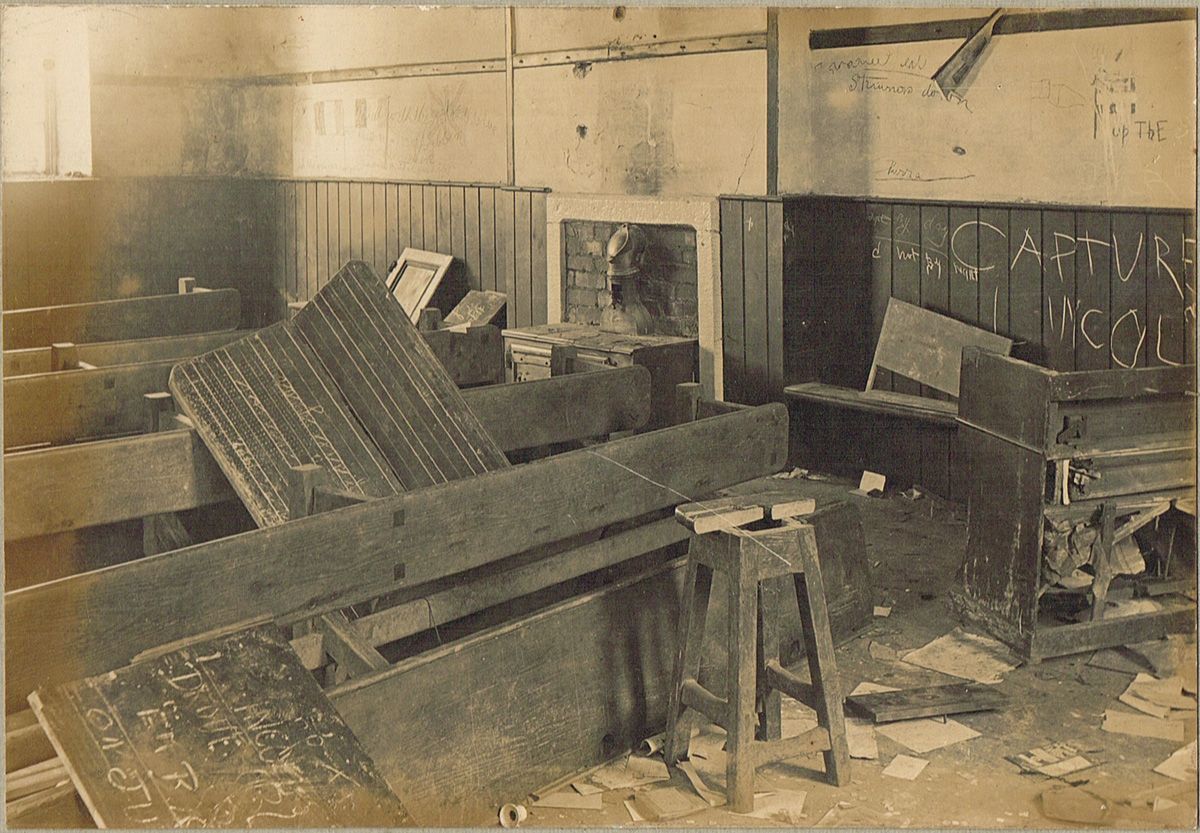1922 (June) Battle of Pettigo. Photographs of Aughnahoo School wrecked by the IRA during the Battle of Pettigo. at Whyte's Auctions