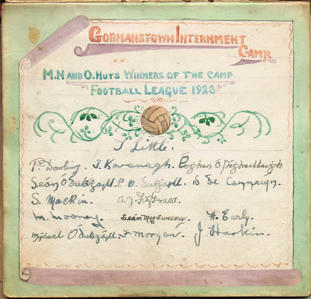 1923 Gormanstown Internment Camp autograph book. at Whyte's Auctions