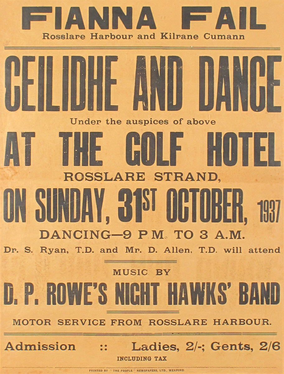 1937 fundraising poster, Fianna Fail Rosslare Harbour and Kilrane Cumann at Whyte's Auctions