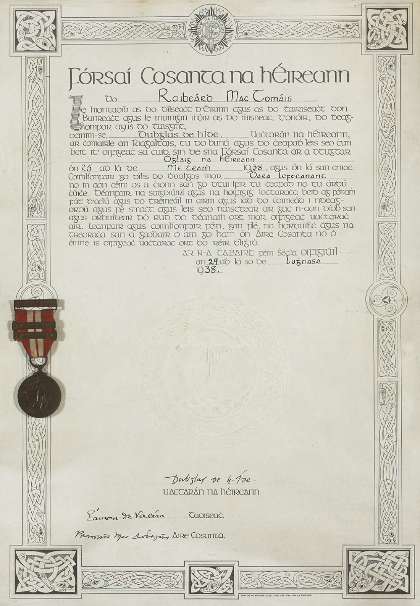 1938 Irish Defence Forces commission to Roibeard mac Tomais at Whyte's Auctions