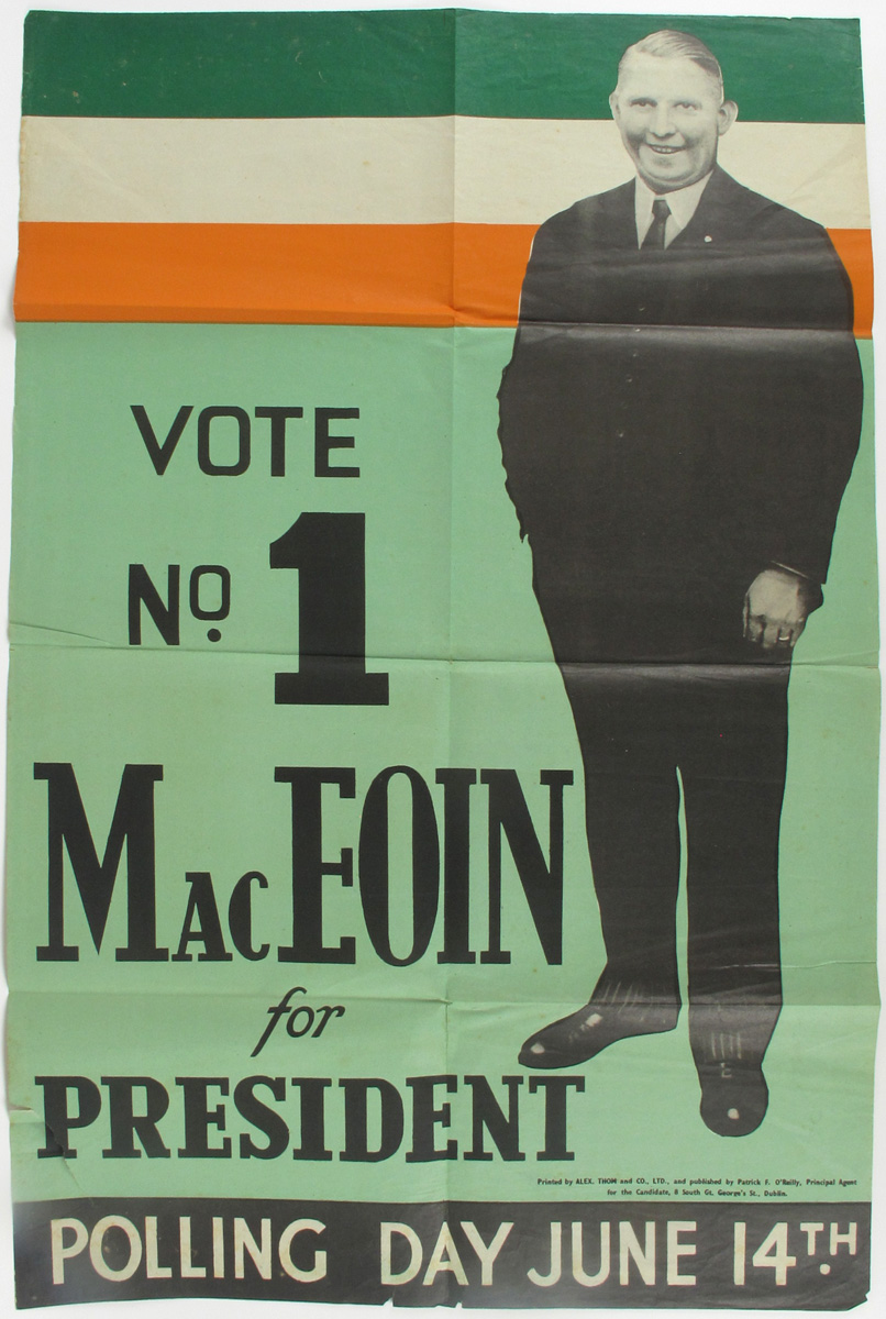 1945 Presidential Election poster for Sean MacEoin at Whyte's Auctions