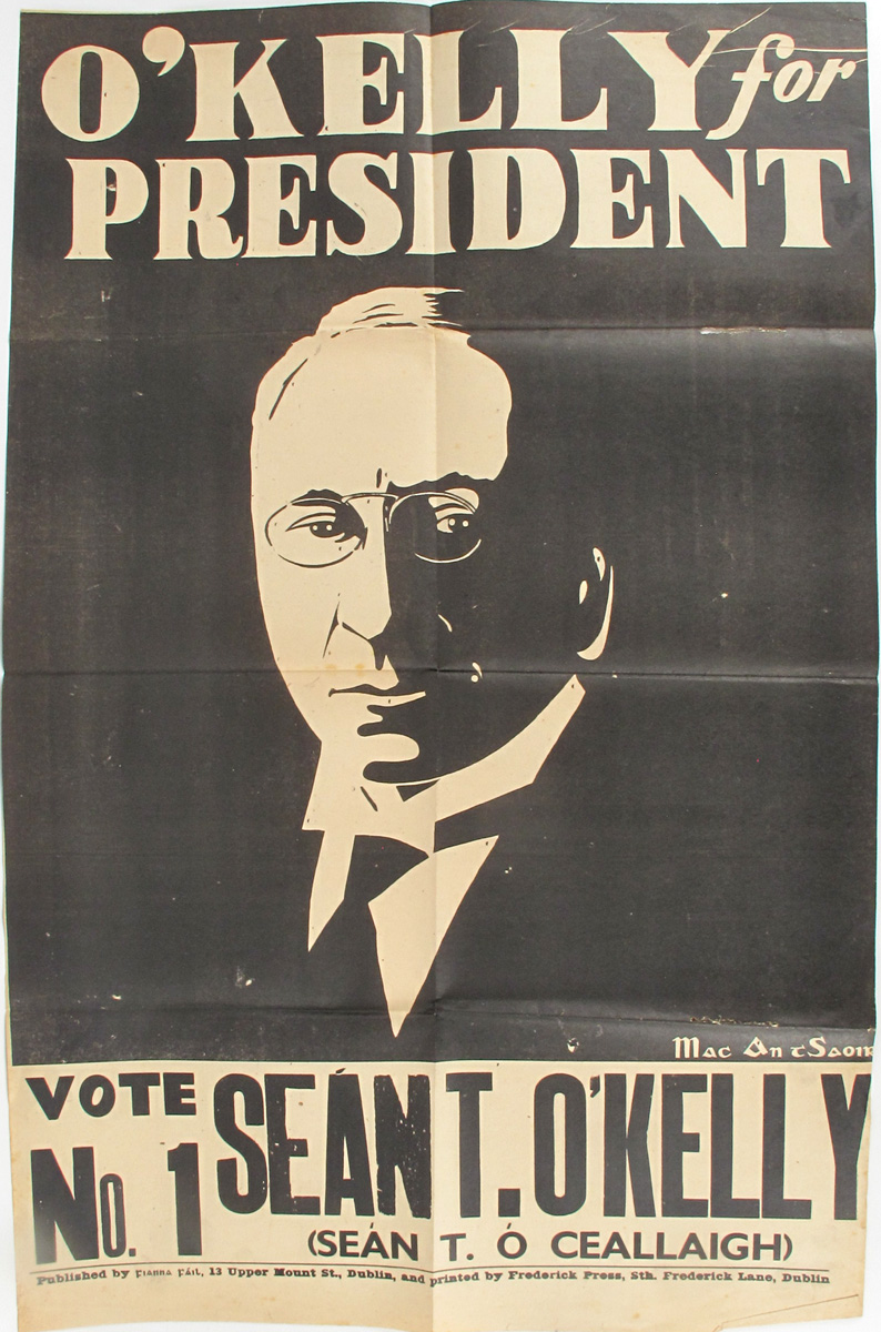 1945 Presidential Election poster for Sean T. O'Kelly at Whyte's Auctions