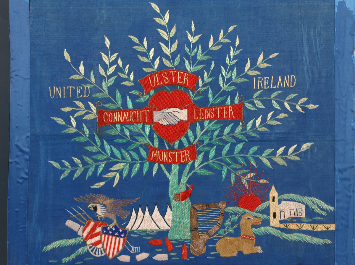 Circa 1850 Irish - American United Ireland needlework panel. at Whyte's Auctions