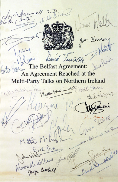 1998 (10 April) Good Friday Agreement facsimile signature sheet at Whyte's Auctions