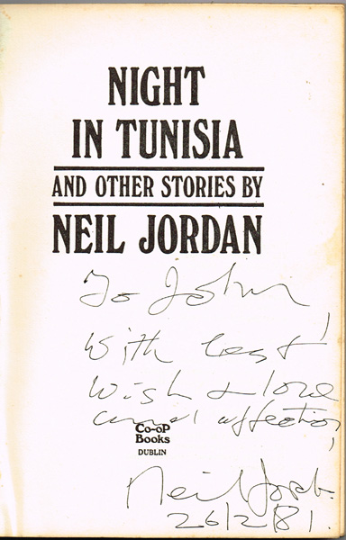 Neil Jordan, signed first edition and signed photograph. at Whyte's Auctions