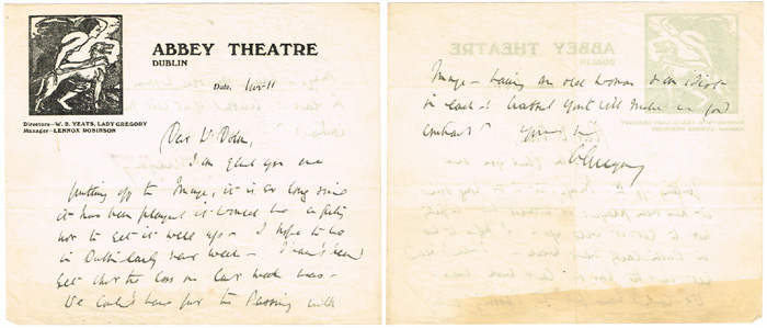 1923-1935 Abbey Theatre, collections of letters and documents. at Whyte's Auctions