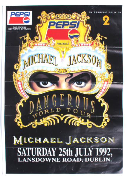 Michael Jackson, 1992 Dangerous Tour, Dublin, concert poster. at Whyte's Auctions