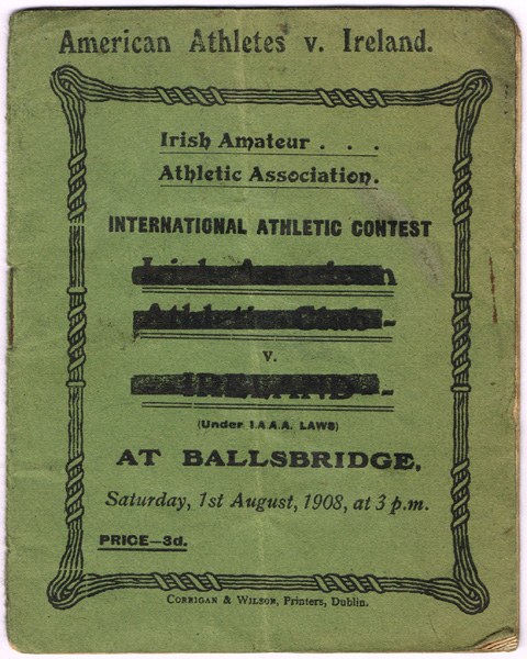 Athletics 1908 American Athletes v Ireland at Whyte's Auctions