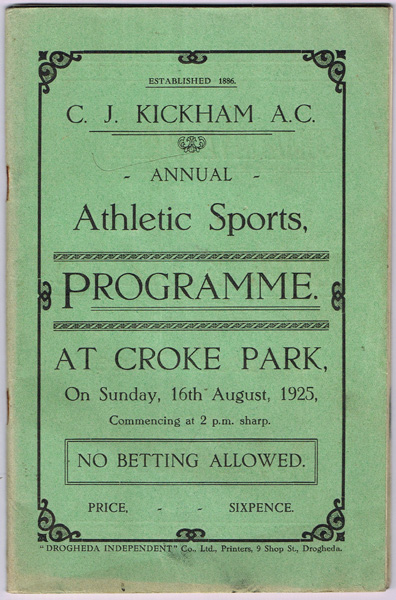 GAA 1920s programmes at Whyte's Auctions