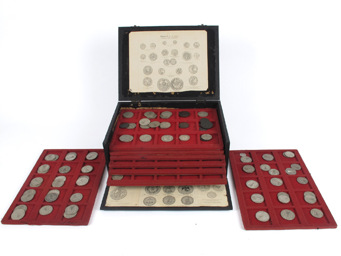 Accumulation of Irish and English 20th century silver coins in cabinet. at Whyte's Auctions