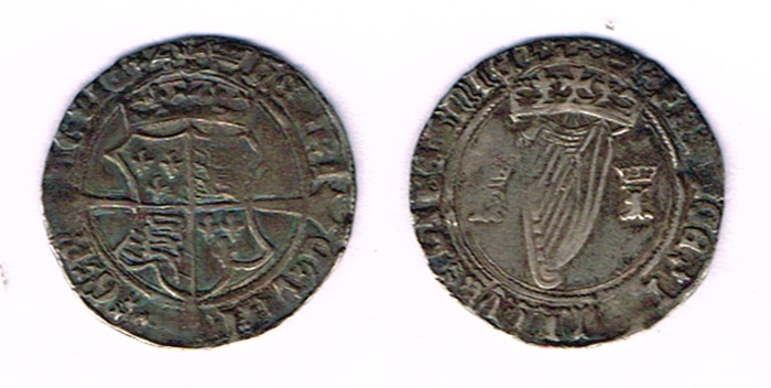 Henry VIII and Jane Seymour Irish Harp Coinage groat, 1536-1537. at Whyte's Auctions