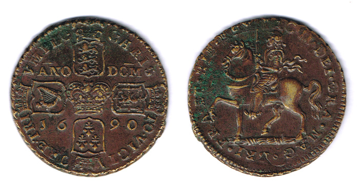 James II Gunmoney crown, 1690. at Whyte's Auctions