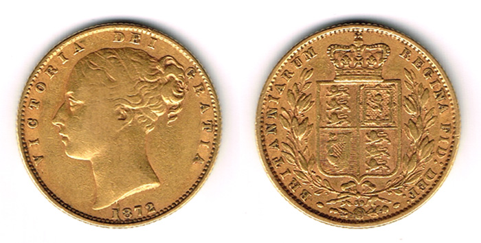1872 Victoria gold sovereign at Whyte's Auctions