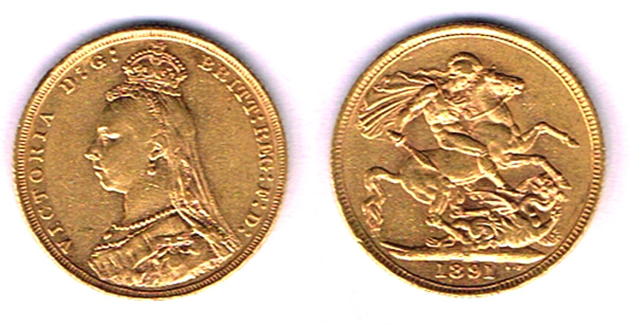 Victoria. Gold sovereign, 1891. at Whyte's Auctions