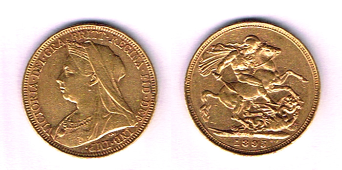 Victoria gold sovereigns, 1895 and 1899 at Whyte's Auctions