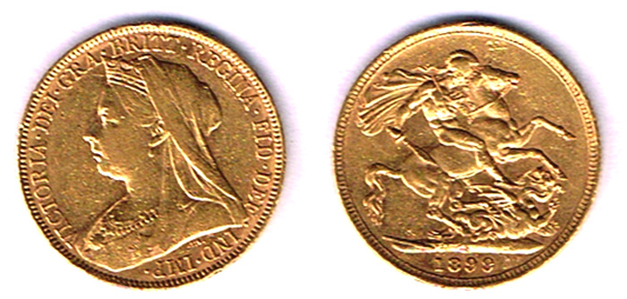 Victoria gold sovereigns, 1899 and 1901. at Whyte's Auctions