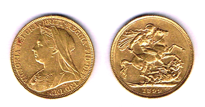 Victoria gold sovereign, 1899, at Whyte's Auctions