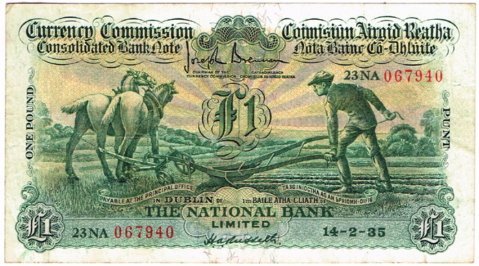 Currency Commission Consolidated Banknote 'Ploughman' National Bank 14-2-35 at Whyte's Auctions
