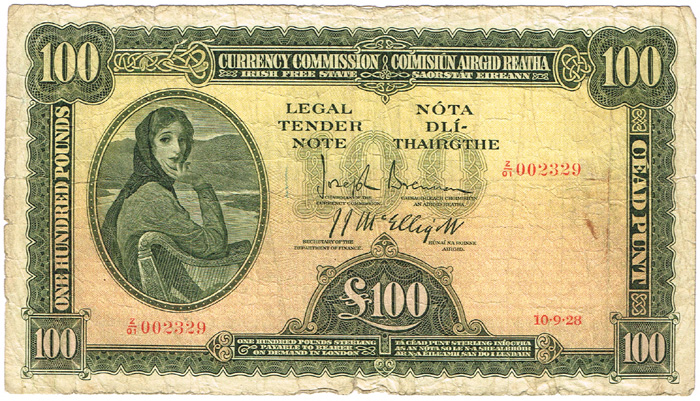 Currency Commission 'Lady Lavery' One Hundred Pounds 10-9-28 at Whyte's Auctions