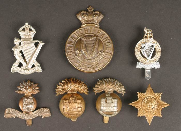 A collection of various regimental badges, Irish regiments British Army ...