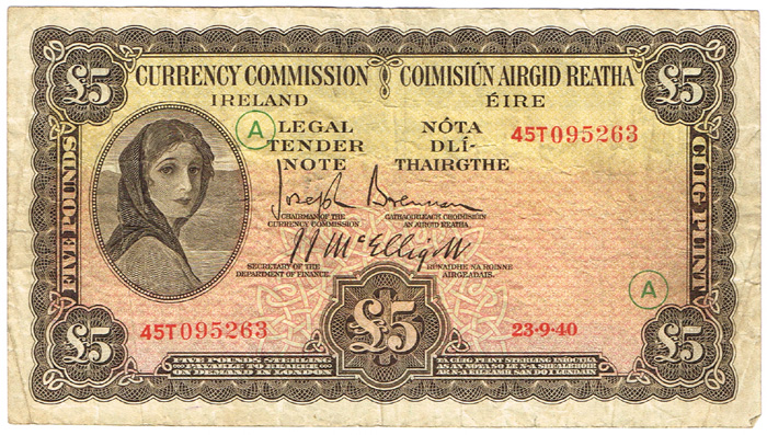 Currency Commission 'Lady Lavery' and Currency Commission 'Lady Lavery' Five Pounds 'War code' collection 1940-44 at Whyte's Auctions