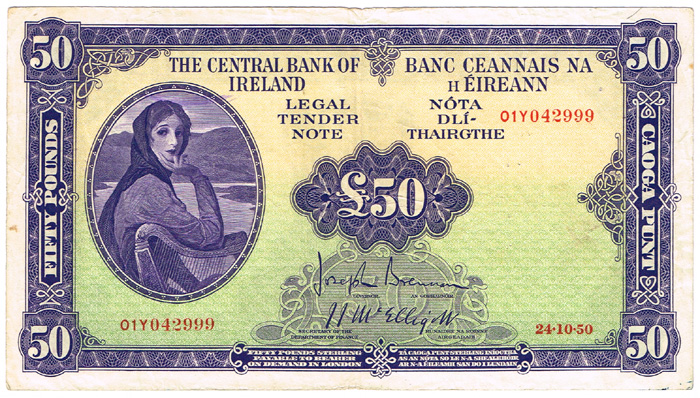 Central Bank 'Lady Lavery' Fifty Pounds 24-10-50 at Whyte's Auctions