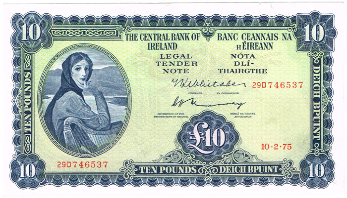 Central Bank 'Lady Lavery' Ten Pounds collection 1975 at Whyte's Auctions