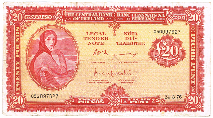 Central Bank 'Lady Lavery' Twenty Pounds, Ten Pounds and Five Pounds collection 1974-76 at Whyte's Auctions