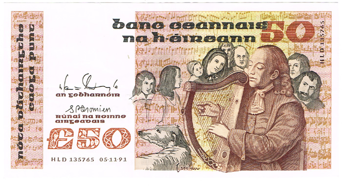 Central Bank of Ireland 'B' Series Fifty Pounds 05-11-91 at Whyte's Auctions
