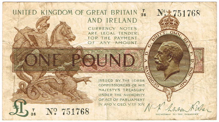 United Kingdom George V Ten Shillings and One Pound, signed Fisher. at Whyte's Auctions