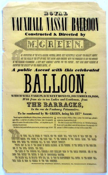Ballooning. Royal Vauxhall Nassau Balloon, poster. at Whyte's Auctions