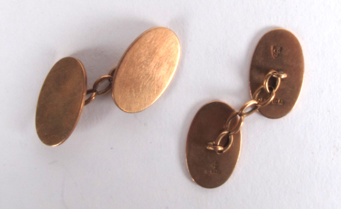 A pair of 9ct rose gold cufflinks. at Whyte's Auctions