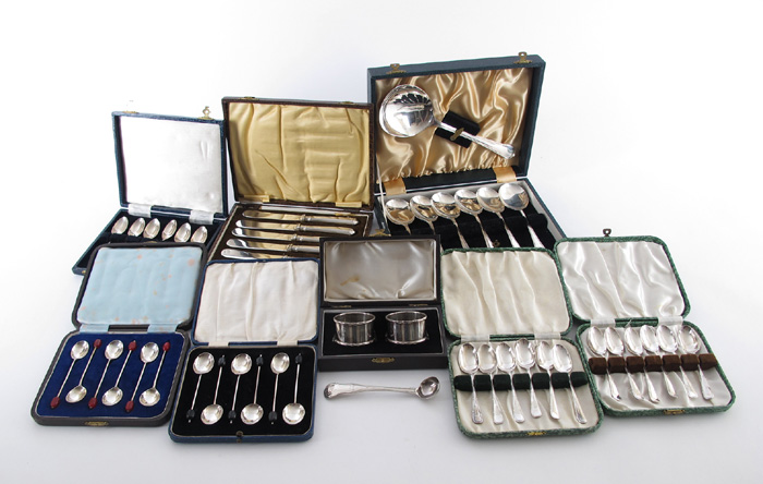 A large collection of cased silver flatware at Whyte's Auctions