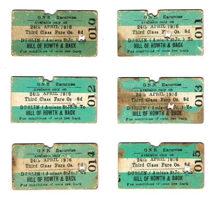 1916 (April 24) Great Northern Railway six excursion tickets to Howth at Whyte's Auctions