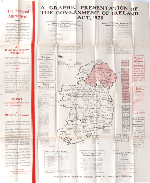 1921 (March). 'A Graphic Presentation of the Government of Ireland Act, 1920'. Map of proposed constituencies. at Whyte's Auctions