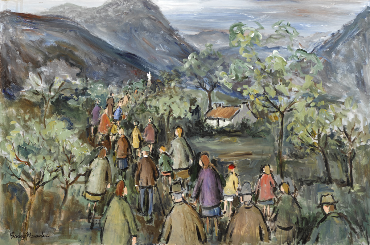 PILGRIMAGE, CROAGH PATRICK, COUNTY MAYO by Gladys Maccabe MBE HRUA ROI FRSA (1918-2018) at Whyte's Auctions