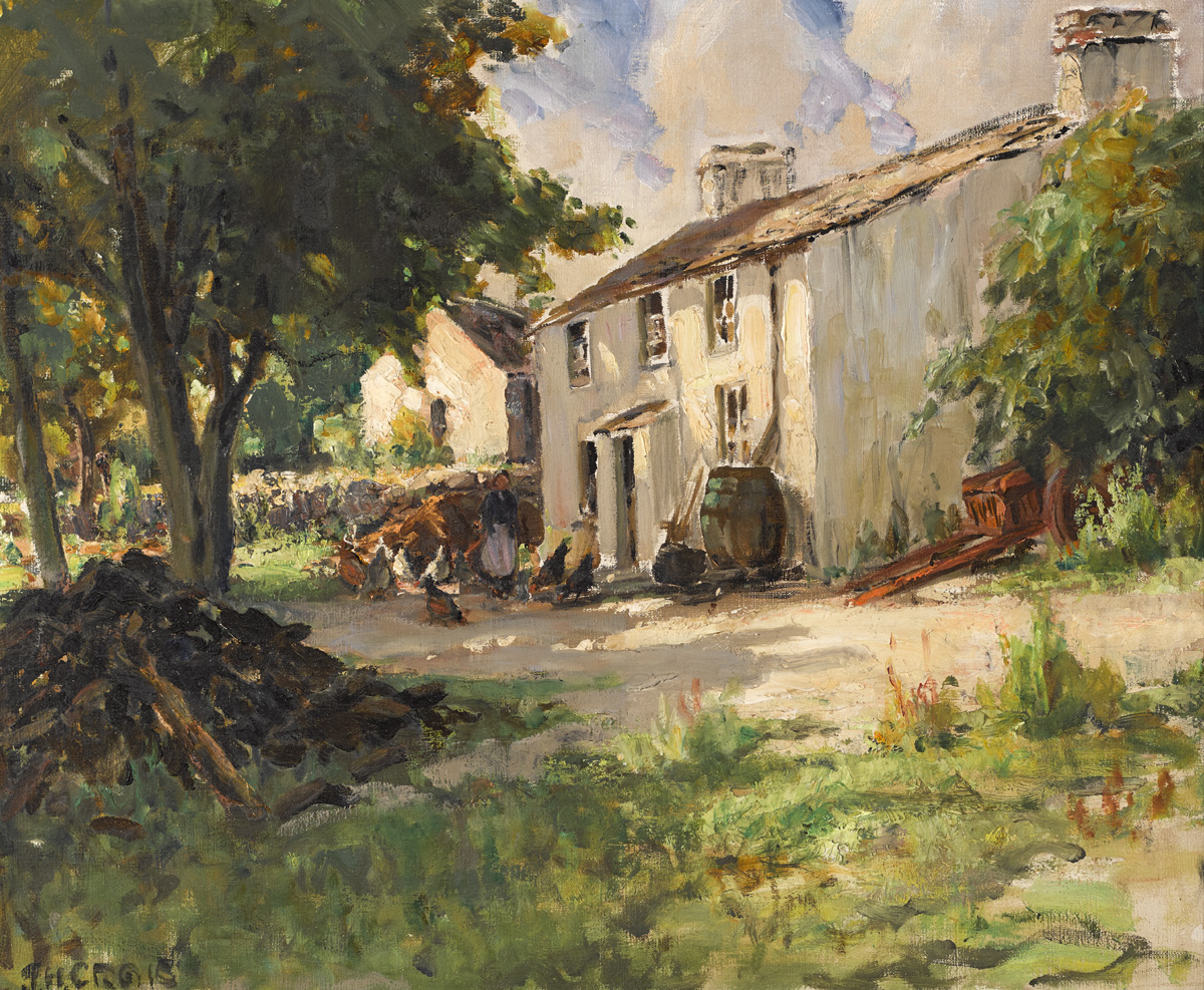 FARMHOUSE, WOMAN AND HENS by James Humbert Craig RHA RUA (1877-1944) at Whyte's Auctions