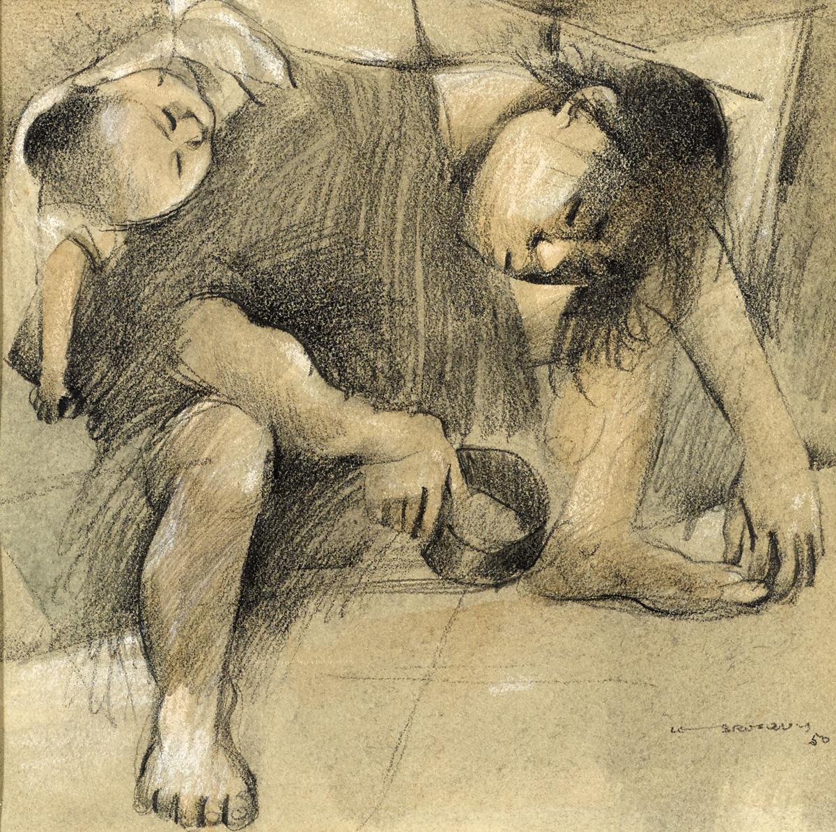 MOTHER AND CHILD, 1950 by Louis le Brocquy HRHA (1916-2012) HRHA (1916-2012) at Whyte's Auctions