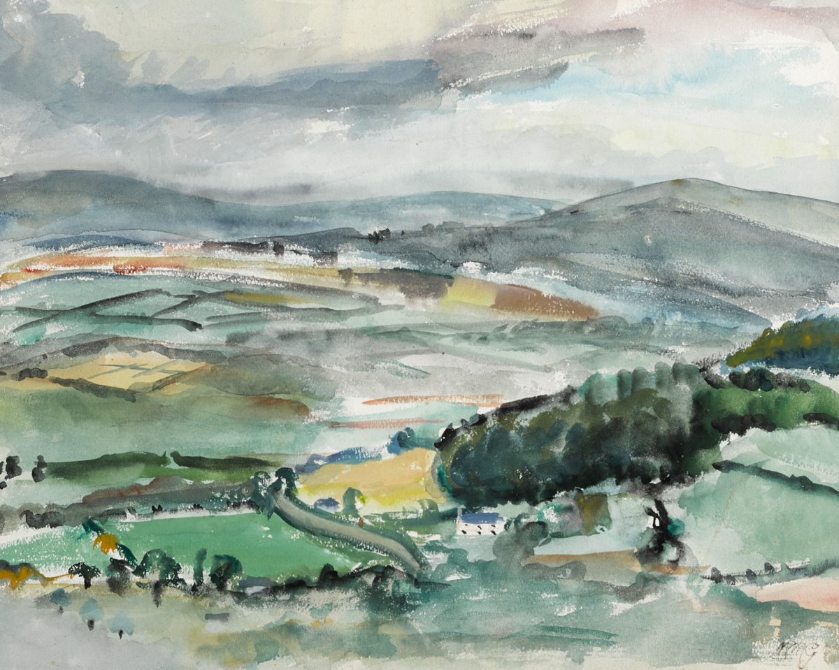 FROM THE ARTIST'S STUDIO ACROSS THE DUBLIN MOUNTAINS by Norah McGuinness HRHA (1901-1980) at Whyte's Auctions