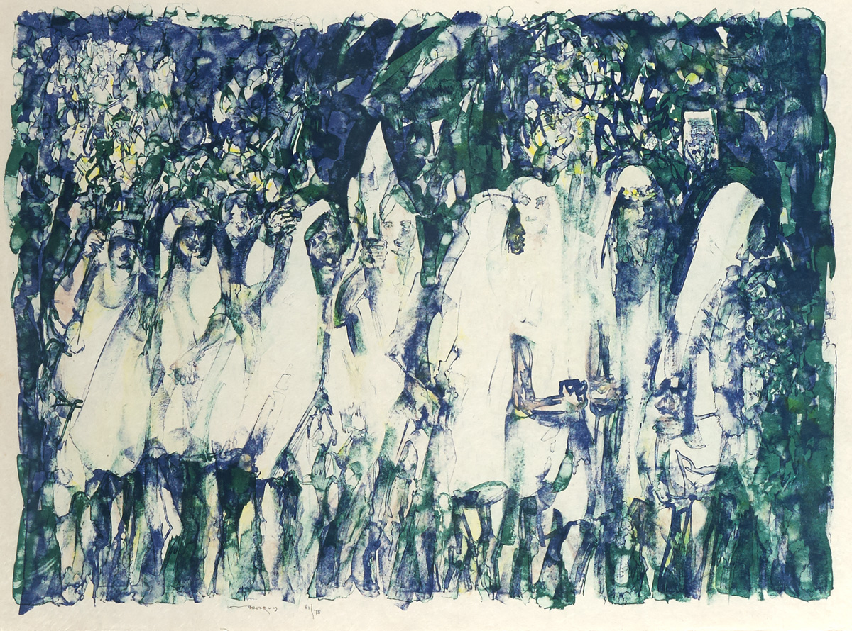 PROCESSION WITH LILIES by Louis le Brocquy HRHA (1916-2012) HRHA (1916-2012) at Whyte's Auctions