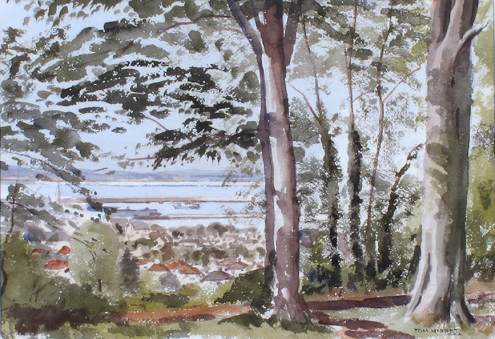 D�N LAOGHAIRE FROM KILLINEY HILL by Tom Nisbet RHA (1909-2001) at Whyte's Auctions