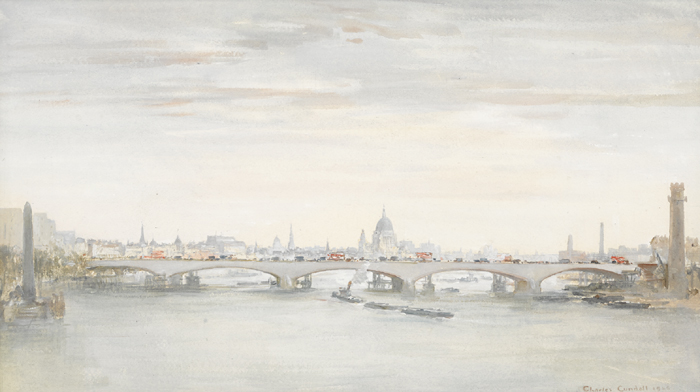 WATERLOO BRIDGE, LONDON, 1945 by Charles Ernest Cundall RA NEAC RP ARWS (English, 1890-1971) at Whyte's Auctions